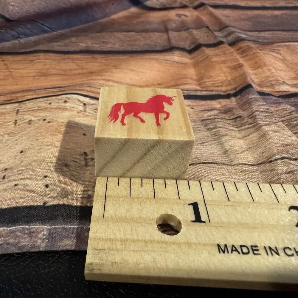 Unicorn Silhouette Mini Wood Rubber Stamp Small Magical Mythical Fantasy Scrap